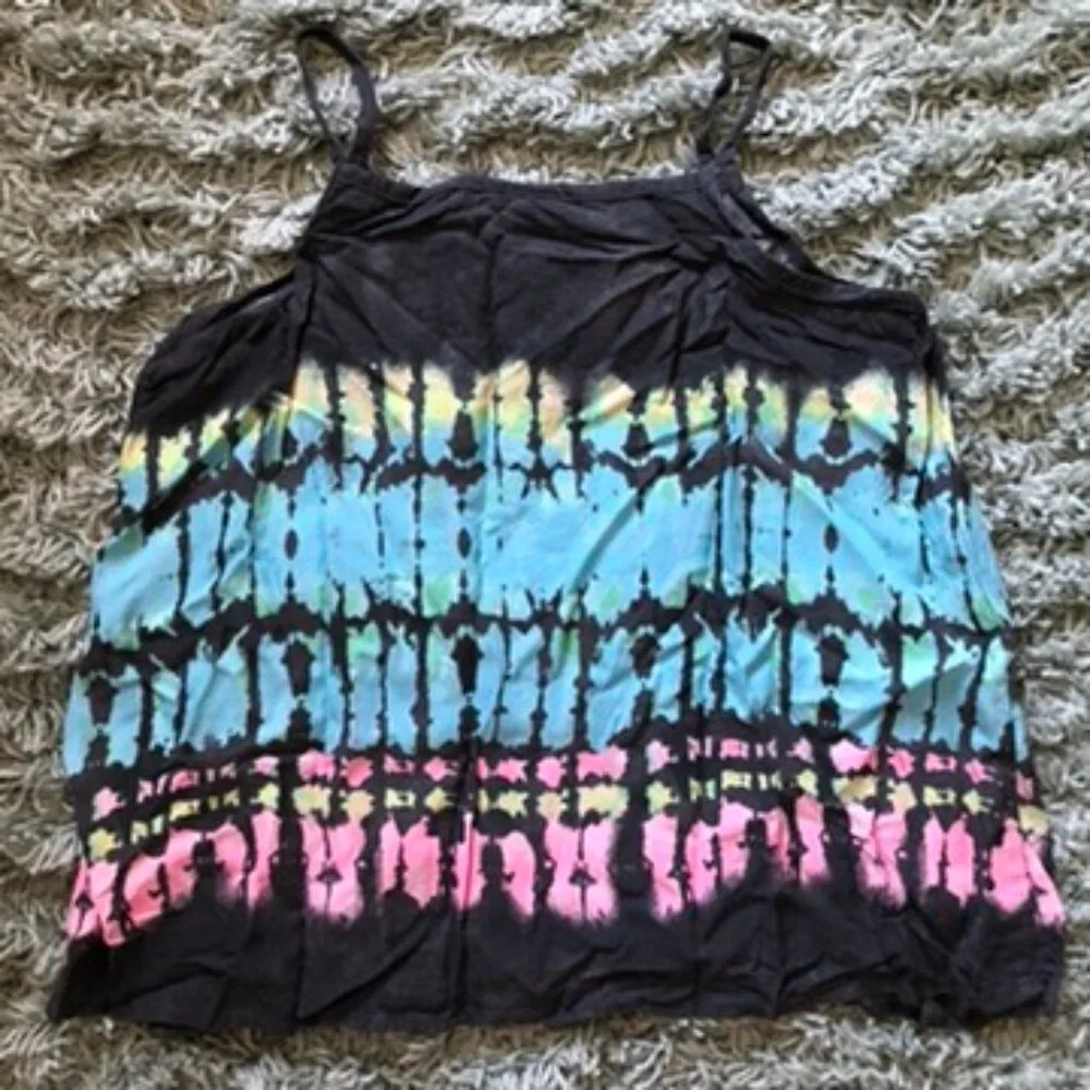 Justice Girls Tie Dye Tank Top Size 14 Crochet Front Boho